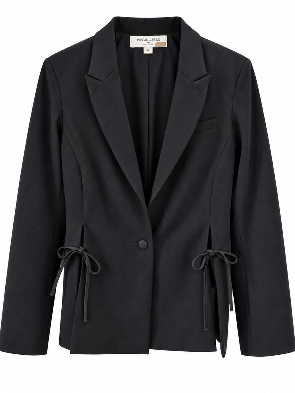 Prabal Gurung Collective x RTR Black Side Tie Blazer Size 12